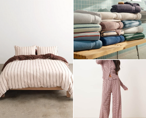 Natural materials for everyday: bedding, towels & clothes cover photo collage