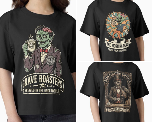 Retro Illustration Zombie and Frankenstein T-shirt cover photo collage