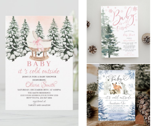 Christmas & Winter Baby Shower Invitations | Festive Baby Shower Ideas cover photo collage