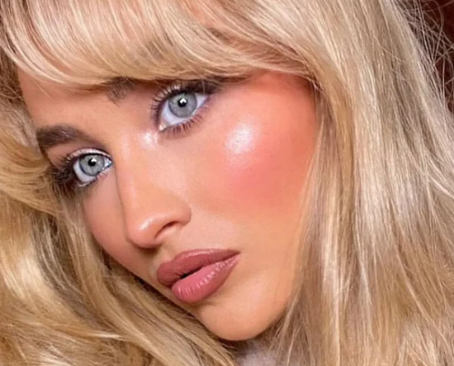 Sabrina Carpenter Viral Soft Glam Routine (Doll Skin + Blush Combo + Glossy Lips) cover photo collage