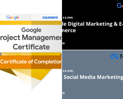 Best Coursera Courses for Marketing, Business and Project Management cover photo collage