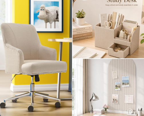 Cozy Home Office: Warm Woods, Seating & Study Decor cover photo collage