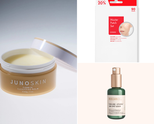 beauty recs for acne-prone skin & frizzy hair cover photo collage