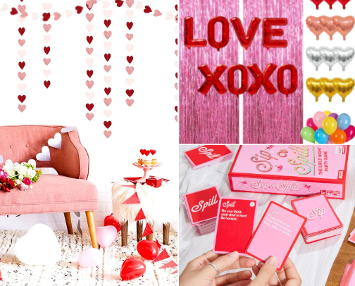 Galentines decor, gifts, outfits cover photo collage
