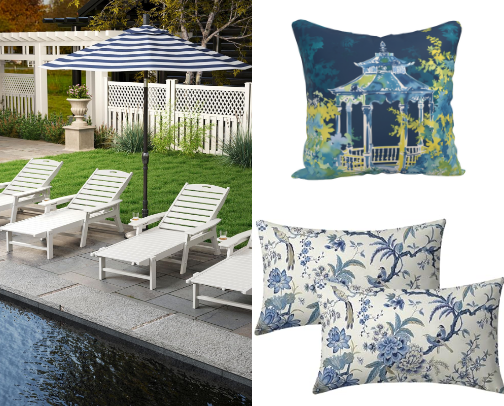Blue & White Outdoor Decor cover photo collage