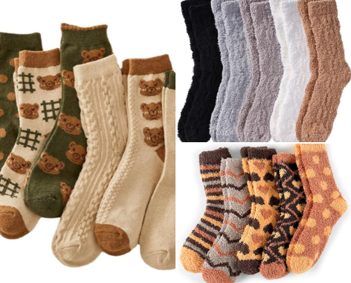 Cozy Fall Socks for Women & Men – Cute Autumn Crew & Ankle Socks with Pumpkin, Leaf & Plaid Patterns – Soft, Warm, Non-Slip, Perfect for Thanksgiving, Halloween & Seasonal Gifts cover photo collage
