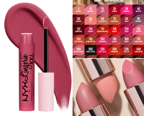 Lip stick and gloss cover photo collage