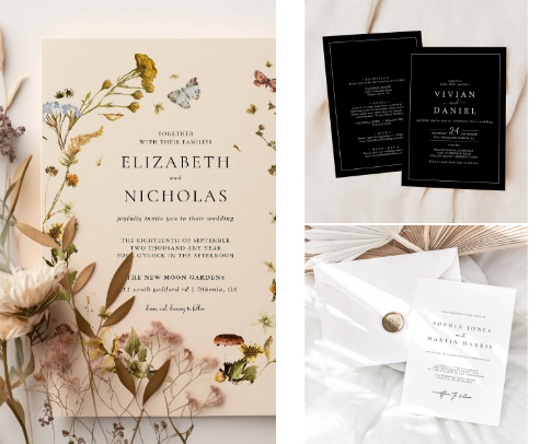 Beautiful Wedding Invitations That Set the Perfect Tone cover photo collage
