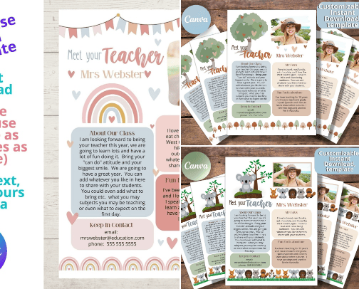 Meet the Teacher Letter templates!  Are you a teacher, then this is for you. cover photo collage