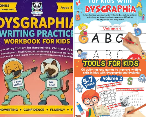 Read Free - Dysgraphia Writing Practice Workbook for Kids Ages 8-10: Daily Writing Toolkit for Handwriting, Phonics & Spelling | Fun Homeschool, Classroom, ... for Dyslexia, Dysgraphia & Dyscalculia) Guide cover photo collage
