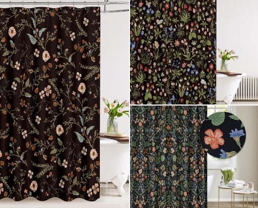 Anthro-Adjacent Shower Curtains cover photo collage