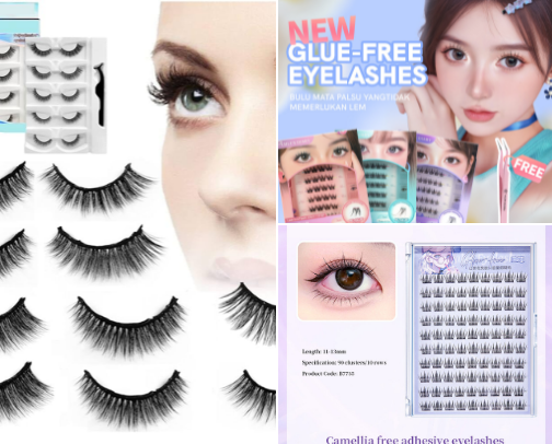 Easy to use false eyelashes no glue needed. Self adhesive cover photo collage