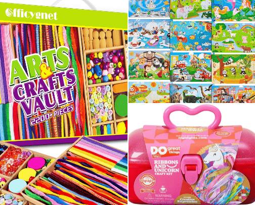 Kids crafts and toys cover photo collage