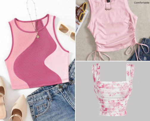SHEIN Pink Tops cover photo collage