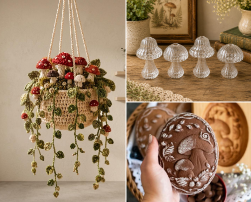 Mushroom Cottagecore Kitchen | Woodland Autumn Decor & Vintage Kitchen Finds cover photo collage