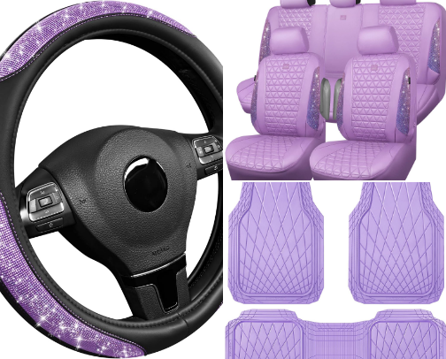 Cute Purple Car Accessories: Aesthetic Car Interior Amazon Finds cover photo collage