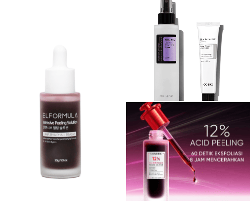 Produk skincare untuk exfoliating cover photo collage