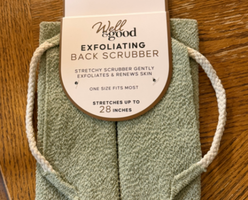 Well and Good Exfoliating back scrubber cover photo collage