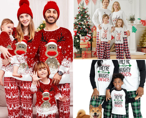 Winter family pajamas cover photo collage