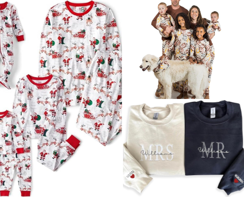 Winter family pajamas cover photo collage