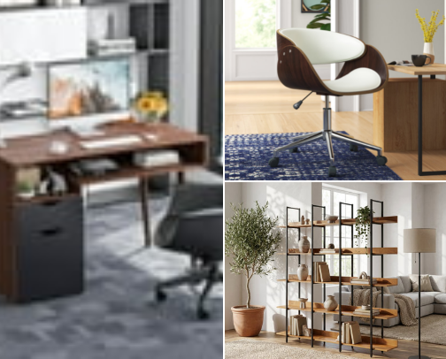The Mid-Century Modern Home Office: Retro Functionality for the Modern Remote Worker cover photo collage