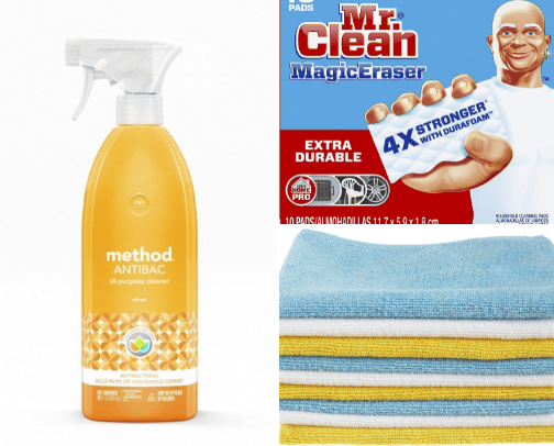 Household and cleaning supplies cover photo collage