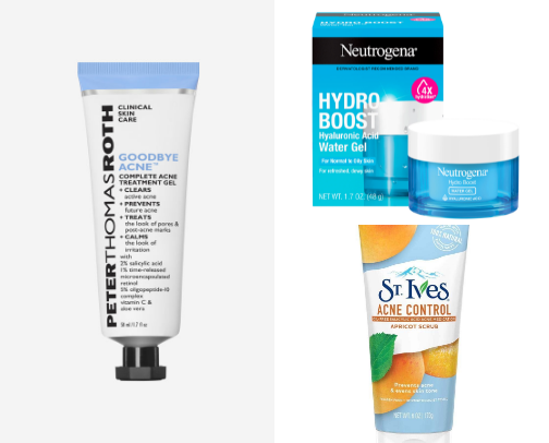 beauty recs for acne prone skin cover photo collage