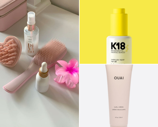 My go-to hair care products for medium length, medium porosity, curly hair 🧖🏼‍♀️😚 cover photo collage