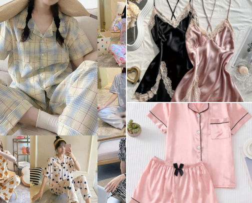Pajama’s and Night lingeries & Dresses cover photo collage