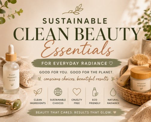 Sustainable & Clean Beauty Essentials for Everyday Radiance cover photo collage