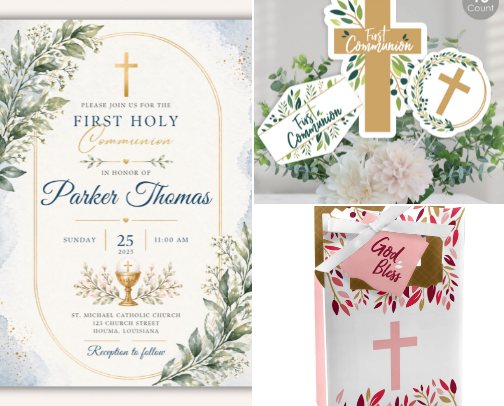 ✝️ Baptism + First Communion Party Picks cover photo collage