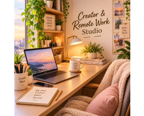 Creator & Remote Work Studio cover photo collage