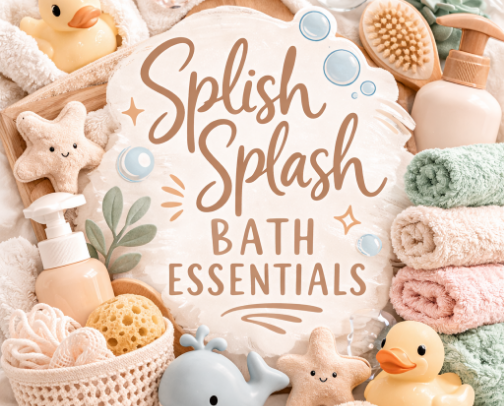 Baby Bath Essentials: Splish Splash Must-Haves cover photo collage