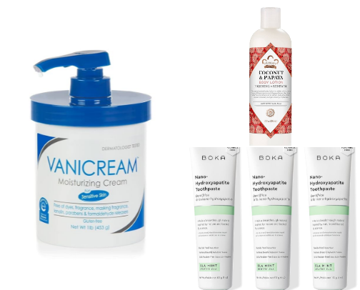 Beauty products for sensitive skin girlies 🤌🏻🦵🏻💁🏼‍♀️🧼🧴 cover photo collage