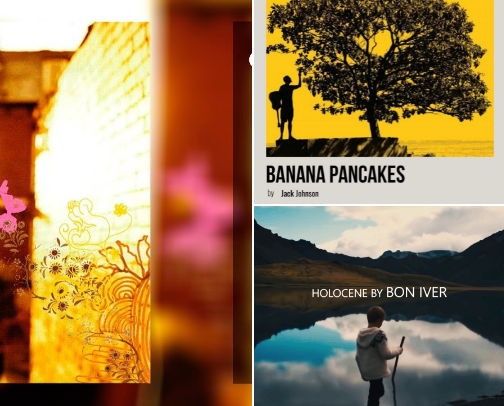 A Chill and Low Energy Playlist cover photo collage