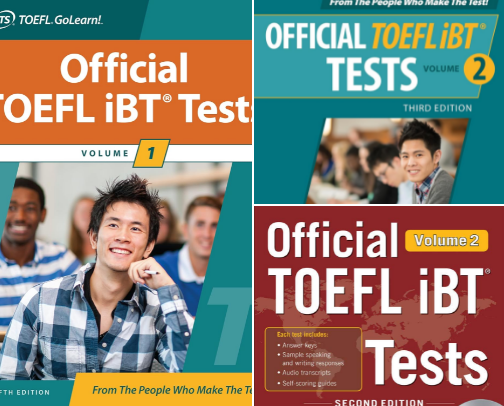 Download - Official TOEFL iBT Tests Volume 1, Fifth Edition companion study resources cover photo collage