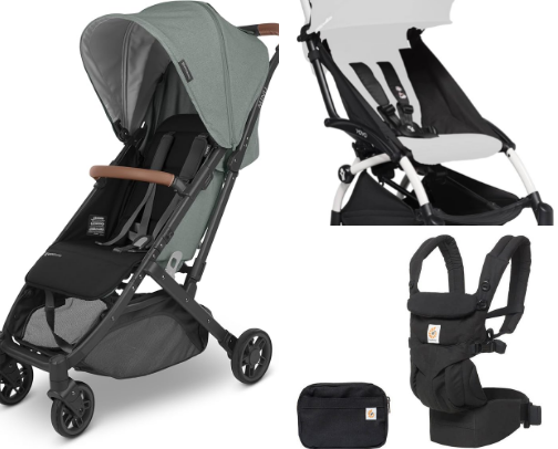 Best Baby Gear for On-the-Go Moms: Strollers, Carriers + Travel Must-Haves cover photo collage