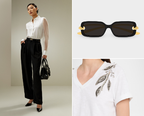 A sleek and polished wardrobe capsule that truly stands out. cover photo collage