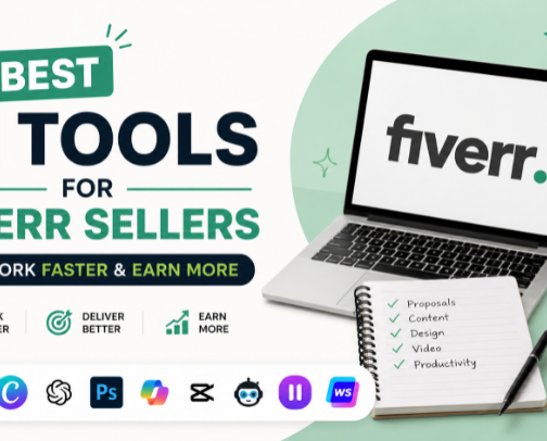 Best AI Tools for Fiverr Sellers to Work Faster & Earn More cover photo collage