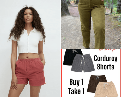 Corduroy shorts for Men and Women 2026! Quality💯 cover photo collage