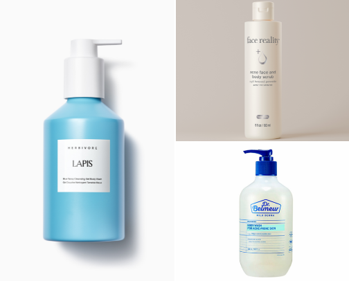 Body wash for treating back acne cover photo collage