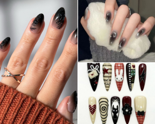 dark alt gothic nails 🖤 cover photo collage