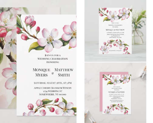 Watercolor Apple Cherry Blossom Wedding cover photo collage