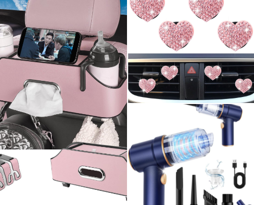 Must-haves for a lady's car cover photo collage
