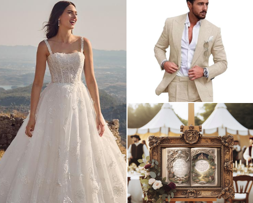 Enchanted Ever After: Taylor & Travis Wedding Essentials cover photo collage