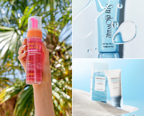Sunscreen, Tanning & Recovery Essentials cover photo collage