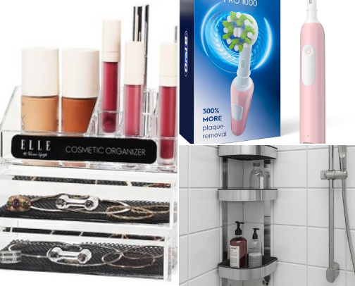Bathroom organizer cover photo collage