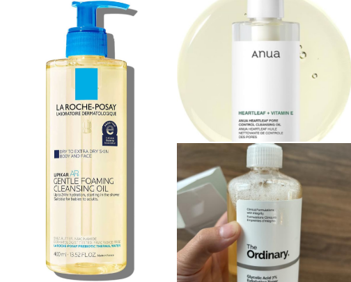 Skincare products for dehydrated skin, dark spots & acne cover photo collage