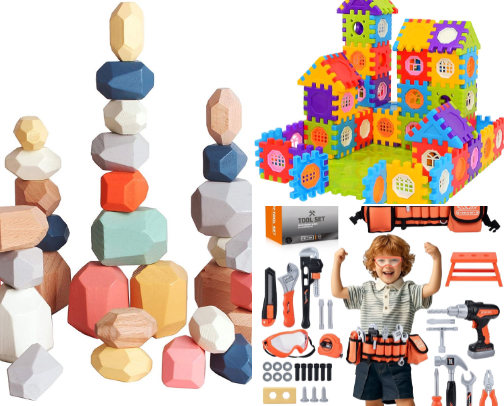 Building Toys that challenge, entertain & educate cover photo collage