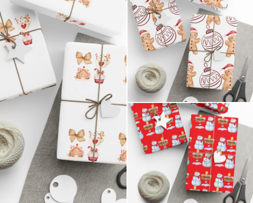 Holiday Custom wrapping paper cover photo collage